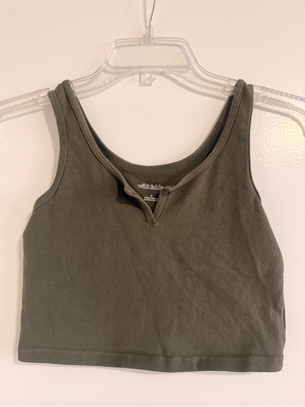 wild fable Olive Scoop Cropped Tank with V-Notch